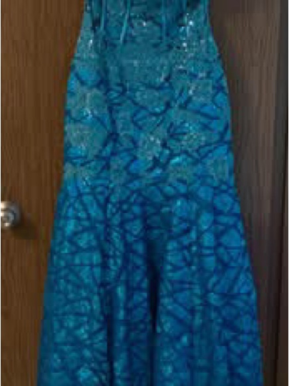 Ocean Blue Beaded Prom Gown